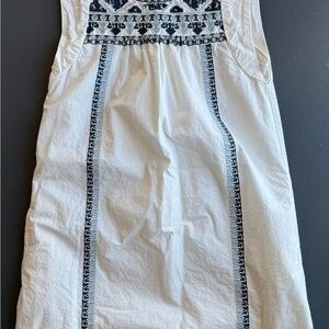 Faherty White and Blue Embroidered Dress